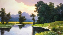 국내최대 미술품경매 - 포털아트 - -석담의 저녁 (145cmx81cm 약60호)