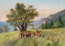 국내최대 미술품경매 - 포털아트 백암사슴방목지 (102cm x 78cm 약39.6호) *04월19일 통관작품*  07-3/1계약서