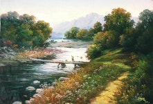 국내최대 미술품경매 - 포털아트 - 산골풍경 (77cm x 52cm 약20.4호) *04월19일 (2점) 통관*