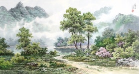국내최대 미술품경매 - 포털아트 - ≪고향산천≫ (131cm x 72cm 약50호) *06월07일 통관작품*