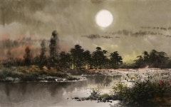 국내최대 미술품경매 - 포털아트 - 《달밤》 (71.5cm x 44.5cm 약15호) *07월10일이후배송* 07-5/7계약서