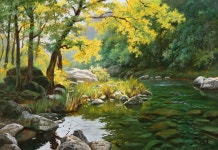 국내최대 미술품경매 - 포털아트 내고향 개울가 (90cm x 62cm 약27.9호) *07월10일 통관작품*