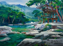 국내최대 미술품경매 - 포털아트 - 동원정 *8P(45.5cm x 33cm) Oil on canvas 2007 *유리액자 상세설명 참조*