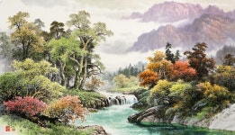 국내최대 미술품경매 - 포털아트 - 순천의 가을 *(122cm x 71cm 약46호) 조선화 2007