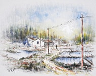 국내최대 미술품경매 - 포털아트 호경 [好景] *(42cm x 31cm 약7호) Oil on canvas *유리없는 액자