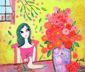 국내최대 미술품경매 - 포털아트 행복이 가득한 날 *10F(53cm x 45.5cm) Mixed Media on canvas 2008 *유리액자 상세설명필독*