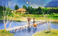 국내최대 미술품경매 - 포털아트 - 그리움이 머무는 곳 *10M(53.5cm x 33.5cm) Oil on canvas 2008 *유리액자 상세설명 필독*