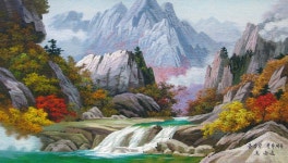 국내최대 미술품경매 - 포털아트 - 금강산 선화계곡 (44cm x 76cm 수예) 작가소개없음