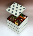 검은 물방울 분할, 수액 채취 된 001-1362, han (자동차, 찬 합, 전채 요리, 런치 박스, 멋쟁이, 3 단, 하나미, 운동 회, 설날, 세 고, 귀여운)