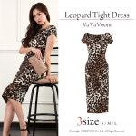 Rs Gown | 라쿠텐 일본: VaVa Voom 레오퍼드 표범 무늬 ミモレ 길이 꽉 드레스 FD-400058