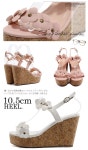 shoesholic | 日本乐天市场: 花小花动机厚底凉鞋叔父吊带楔子鞋跟厚底楔子高跟鞋高度10cm11cm白白粉红浅驼色大的尺寸3L 25cm★tm-43费利... 