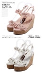 shoesholic | 日本乐天市场: 花小花动机厚底凉鞋叔父吊带楔子鞋跟厚底楔子高跟鞋高度10cm11cm白白粉红浅驼色大的尺寸3L 25cm★tm-43费利... 