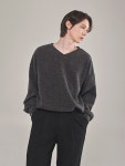[DAAN HAUS단하우스]CHARCOAL Oversized Knit Sweatshirts [W CONCEPT]