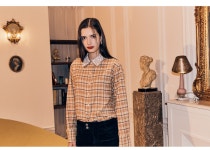 [SILN실른]Collar rrace combi check shirts (BEIGE) [W CONCEPT]