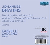 Gabriele Carcano 브람스: 피아노 작품집 - 소나타 3번, 로베르트 슈만 변주곡, 스케르초 (Brahms: Piano works) 가브리엘 카르카노... 