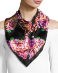 Givenchy Square Silk Twill Kaleidoscope Scarf, Black/Multicolor