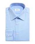 Brioni Textured Micro-Diamond Dress Shirt, Bluette