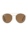 Ray-Ban Mens RB3647 Polarized Round Double-Bridge Sunglasses, Gold/Brown Classic Ray-Ban Mens RB3647 Polarized Round Double... 