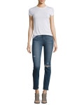 PAIGE Hoxton Ankle Peg Jeans with Folded Undone Hem, Lexi Destructed