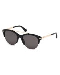 TOM FORD Adrenne Monochromatic Semi-Rimless Brow-Bar Sunglasses, Black