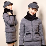 골프쇼핑은 골핑에서 | [르꼬끄골프] [19FW 신상]여성 트위드패턴 포인트 숏 구스 다운 (G9422LDJN6)