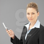 Close-up portrait of businesswoman holding mobile phone 이미지 (skd250051sdc) - 게티이미지뱅크 Close-up portrait of... 