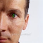 French Franc Sign in a Mans Eye 이미지 (CC000034) - 게티이미지뱅크 French Franc Sign in a Mans Eye