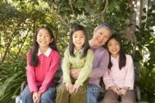 Asian grandmother with granddaughters outdoors 이미지 (71417459) - 게티이미지뱅크 Asian grandmother with granddaughters outdoors