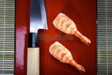 Nigiri sushi with shrimps 이미지 (183264702) - 게티이미지뱅크 Nigiri sushi with shrimps