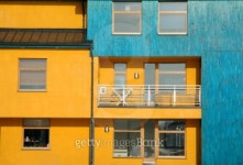 Blue and Yellow New House Facade 이미지 (91757862) - 게티이미지뱅크 Blue and Yellow New House Facade
