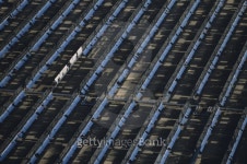 Renewable energy solar power plant using parabolic through mirrors, Dagett, CA, USA, (Aerial view) 이미지 (200353284-001)... 