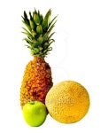 Isolated Pineapple, Cantaloupe and Green Apple 이미지 (89498530) - 게티이미지뱅크 Isolated Pineapple, Cantaloupe and Green Apple