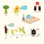 법인애플리산업 | character collective apple core laptop robot and flee illustration 이미지 (148160523) - 게티이미지뱅크 character collective...
