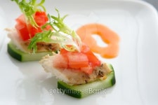 Lite Hors doeuvre of Chicken and cucumber 이미지 (145183270) - 게티이미지뱅크 Lite Hors doeuvre of Chicken and cucumber