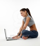 Cute girl having fun on a PC 이미지 (91720283) - 게티이미지뱅크 Cute girl having fun on a PC