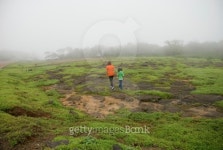 Siblings walking away into the mist, holding hands 이미지 (90362023) - 게티이미지뱅크 Siblings walking away into the mist... 