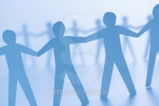 Cutout paper men standing holding hands. 이미지 (126441822) - 게티이미지뱅크 Cutout paper men standing holding hands.