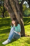 Young woman at park 이미지 (94130584) - 게티이미지뱅크 Young woman at park