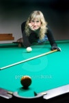 The girl plays billiards 이미지 (94784320) - 게티이미지뱅크 The girl plays billiards