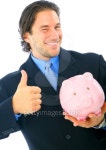 Happy Businessman Holding Piggy Bank 이미지 (92017132) - 게티이미지뱅크 Happy Businessman Holding Piggy Bank