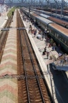 The big railway station with passenger trains 이미지 (100423525) - 게티이미지뱅크 The big railway station with passenger trains