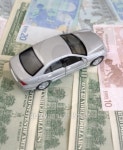 The silvery car on euro and dollars 이미지 (100545475) - 게티이미지뱅크 The silvery car on euro and dollars