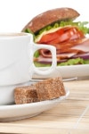Ham sandwich and coffee 이미지 (100317446) - 게티이미지뱅크 Ham sandwich and coffee
