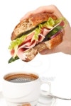 Ham sandwich and coffee 이미지 (100278478) - 게티이미지뱅크 Ham sandwich and coffee