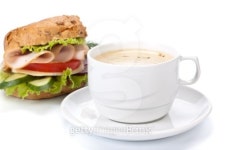 Ham sandwich and cup of coffee 이미지 (100632810) - 게티이미지뱅크 Ham sandwich and cup of coffee