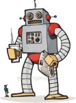 Giant robot with steaming coffee 이미지 (163862580) - 게티이미지뱅크 Giant robot with steaming coffee