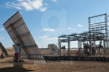 Solar panel and electric power station 이미지 (153718354) - 게티이미지뱅크 Solar panel and electric power station