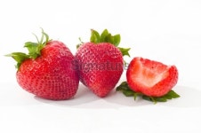 Three Strawberries One eaten 이미지 (186847406) - 게티이미지뱅크 Three Strawberries One eaten
