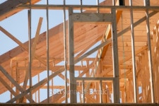 Low angle view of a house framing 이미지 (106297309) - 게티이미지뱅크 Low angle view of a house framing