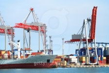 Trading seaport with cranes, cargoes and ship 이미지 (106449754) - 게티이미지뱅크 Trading seaport with cranes, cargoes and ship